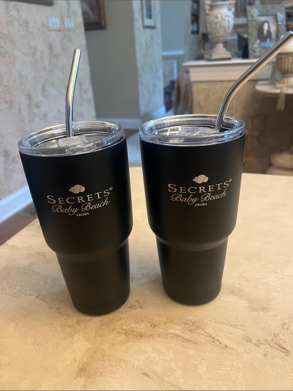 Secrets Baby Beach Aruba Black Insulated Tumbler -Double Wall Travel Cup- Siesta